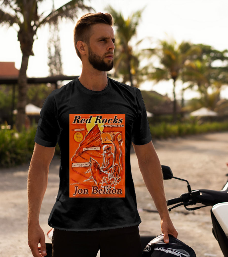 Red Rocks Amphitheater Jon Bellion Concert June 11th 2026 Cowboy And Wolf In Wild West Morrison Colorado T-Shirt