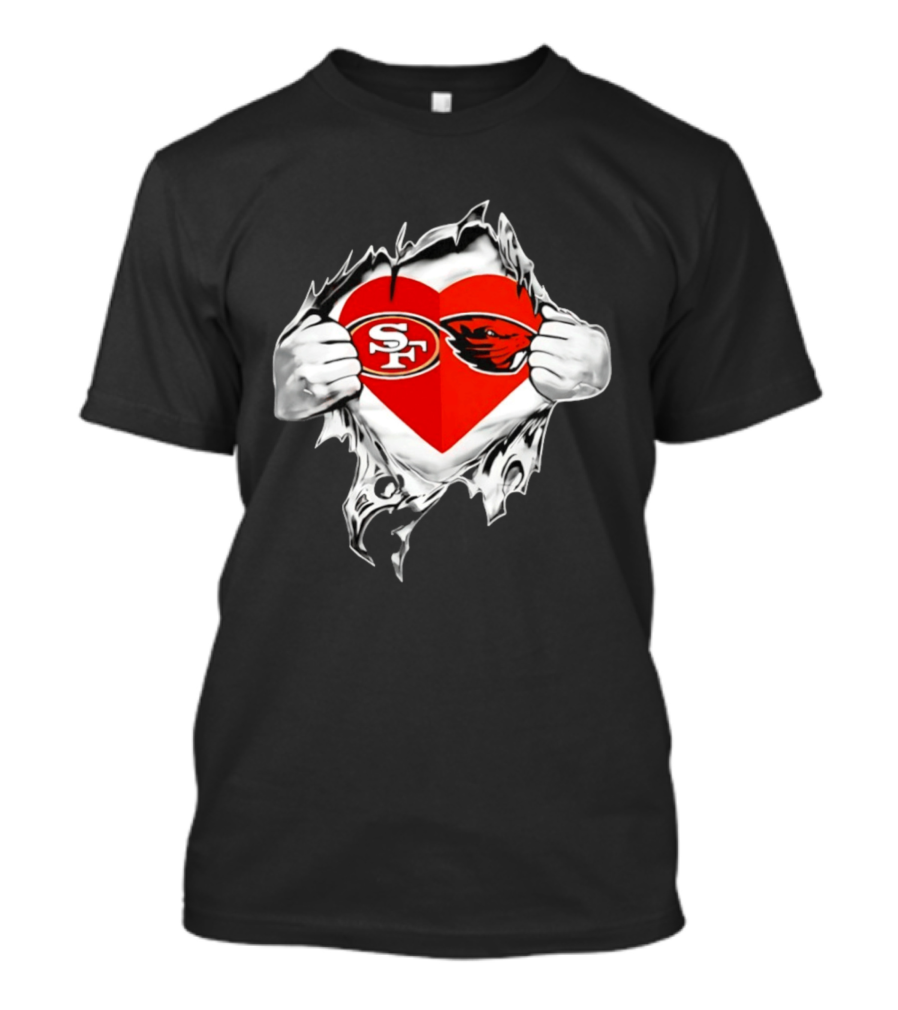 San Francisco 49ers Oregon State Beavers Heart Scratch T-Shirt