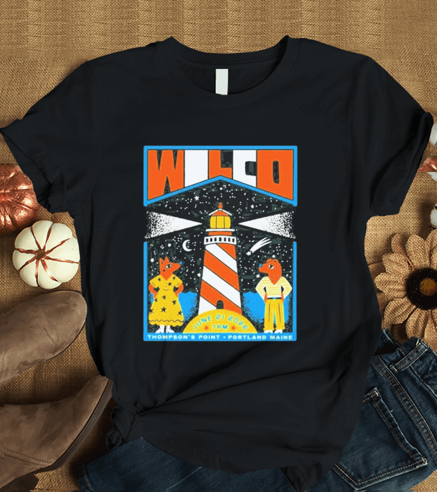 Wilco June 21 2026 Thompson's Point Portland Maine Lighthouse Concert Tour T-Shirt