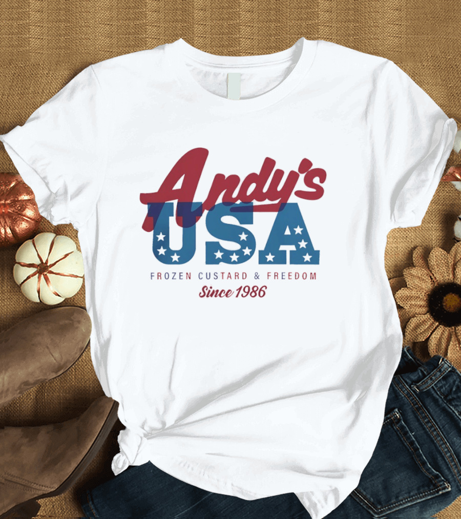 Andy's USA Frozen Custard And Freedom Patriotic Stars Since 1986 T-Shirt