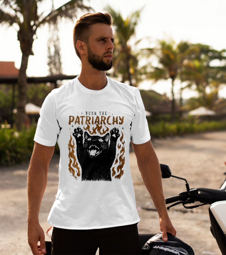 Burn The Patriarchy Feminism Cat Empowerment T-Shirt