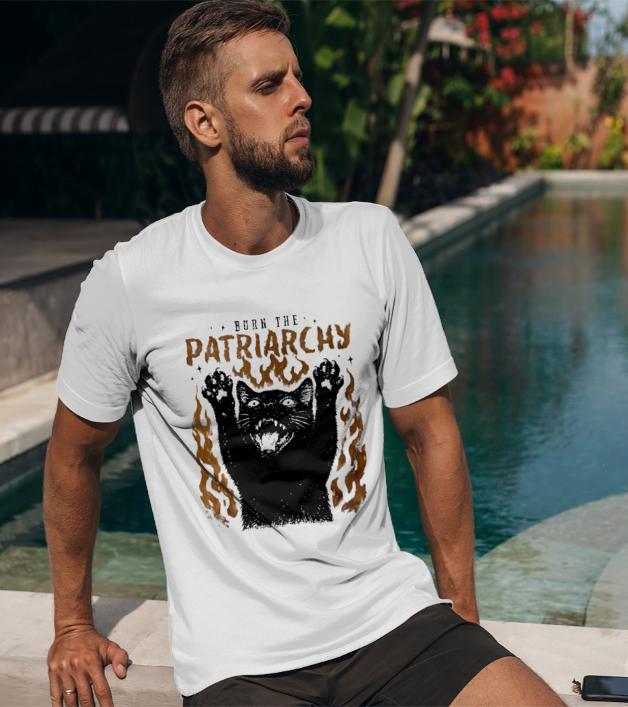 Burn The Patriarchy Feminism Cat Empowerment T-Shirt