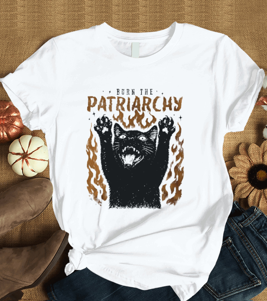 Burn The Patriarchy Feminism Cat Empowerment T-Shirt