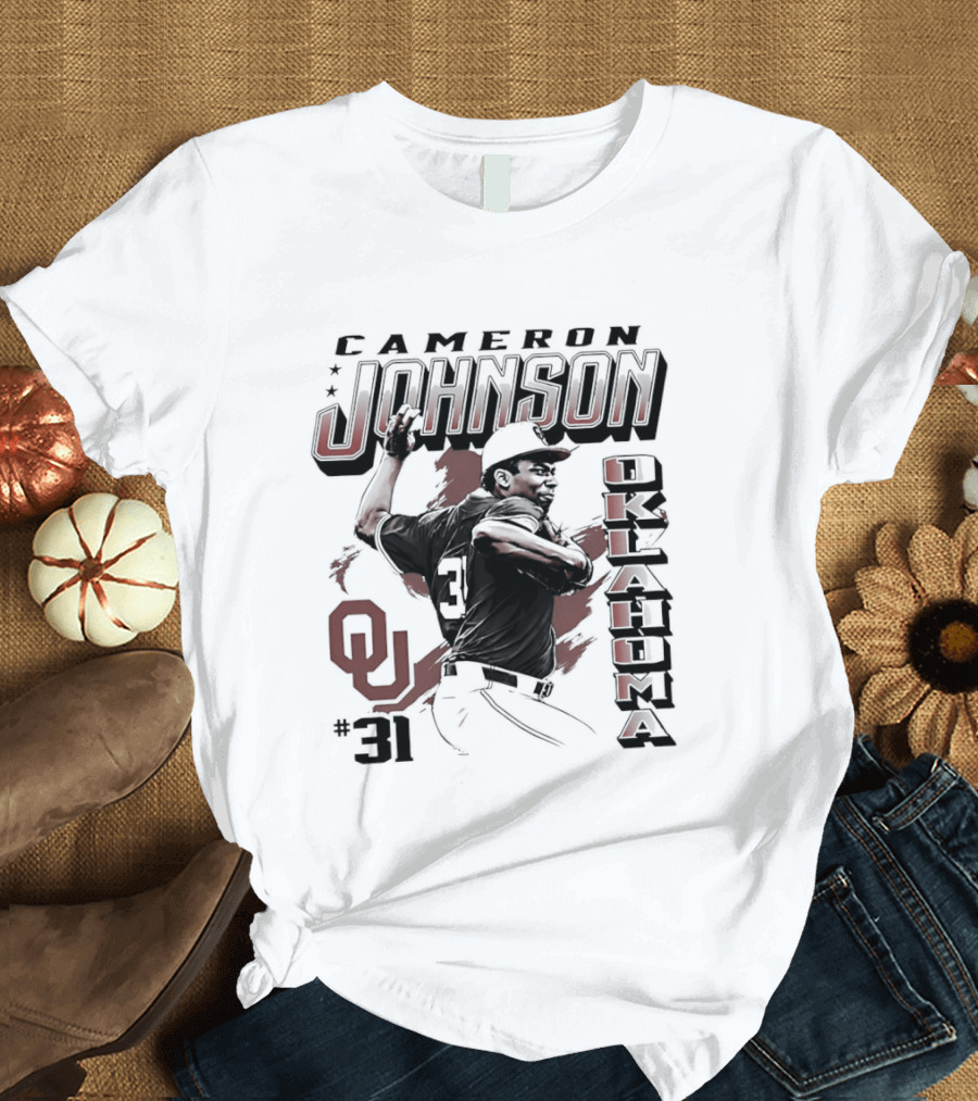 Cameron Johnson 31 Oklahoma Sooners Pitcher OU Baseball T-Shirt