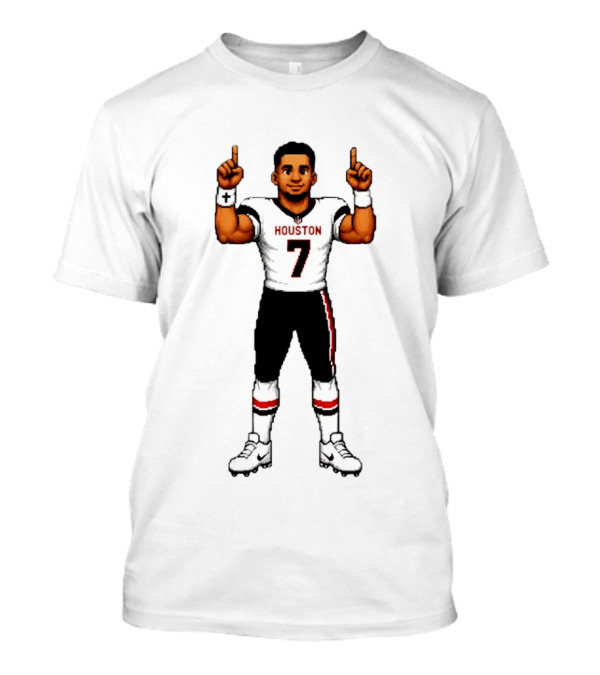 CJ Stroud Houston Texans The Field General 8 Bit Games Houston 7 T-Shirt