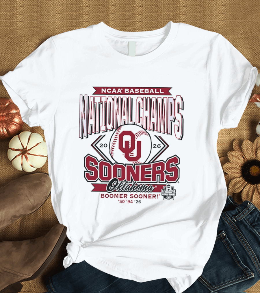 NCAA Baseball National Champs Oklahoma Sooners 2026 Boomer Sooner T-Shirt