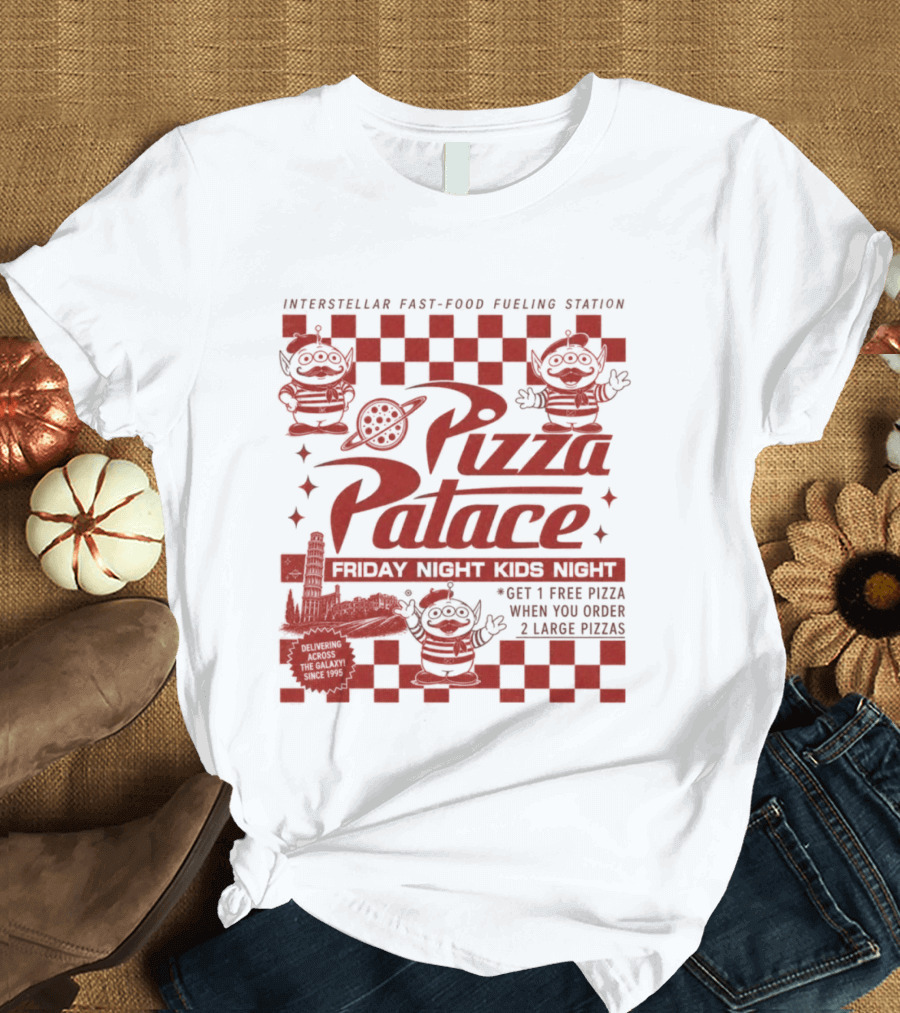 Pizza Palace Skeeball Fast Food Arcade Person Get 1 Free Pizza T-Shirt