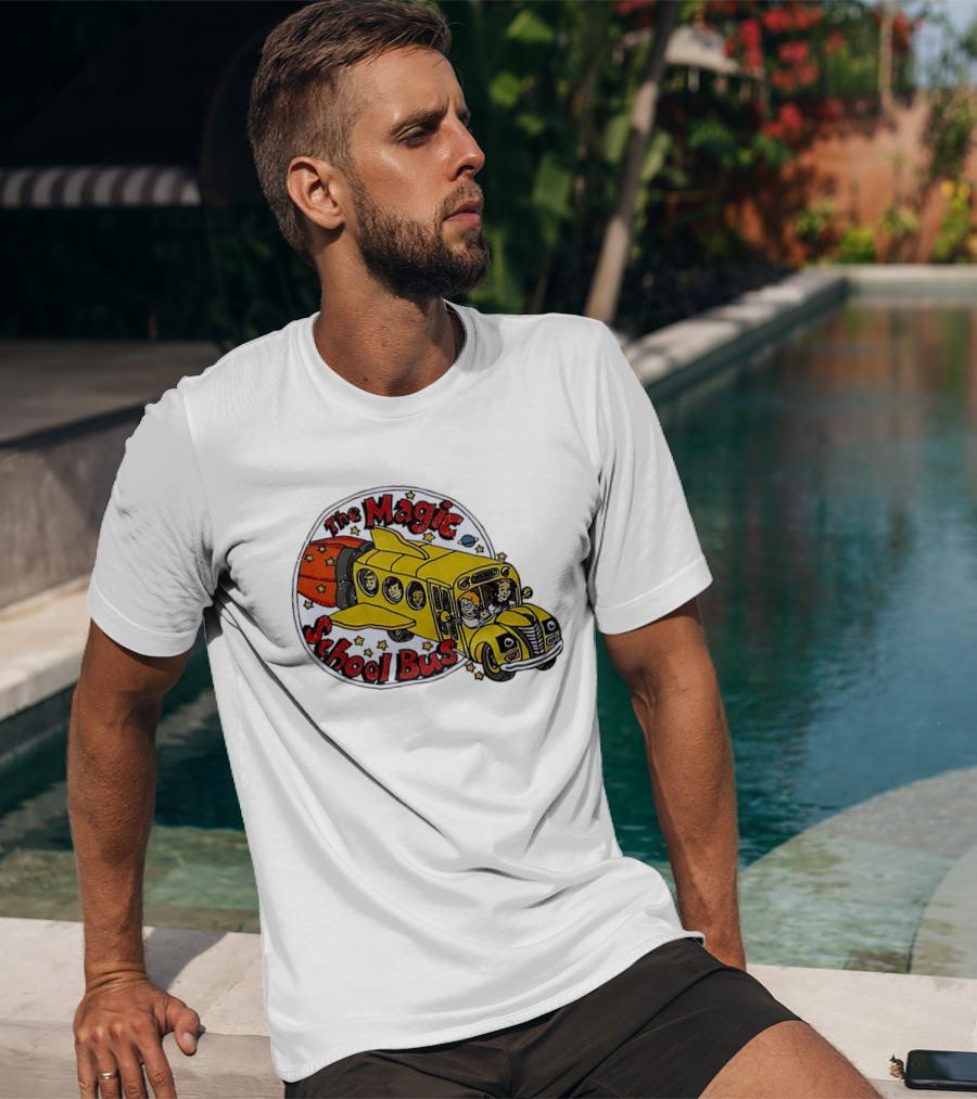 The Magic School Bus Ms Frizzle Arnold Class Characters Cartoon Rocket Bus T-Shirt