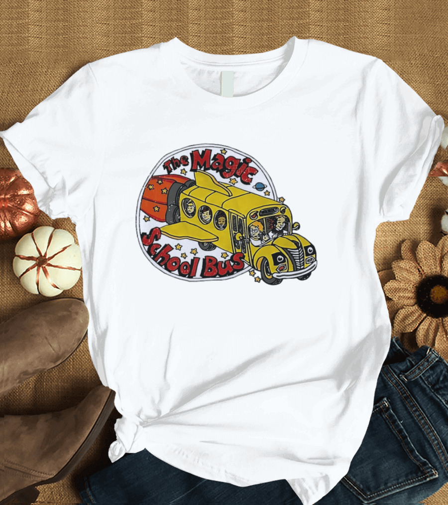 The Magic School Bus Ms Frizzle Arnold Class Characters Cartoon Rocket Bus T-Shirt