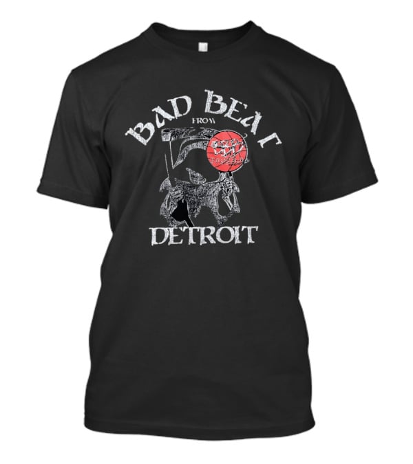 Bad Beat Detroit Grim Reaper Basketball Skeleton Holding Red Ball T-Shirt