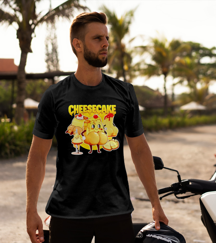 Cheesecake Delicious Cartoon Characters With Cherry And Whipped Cream T-Shirt