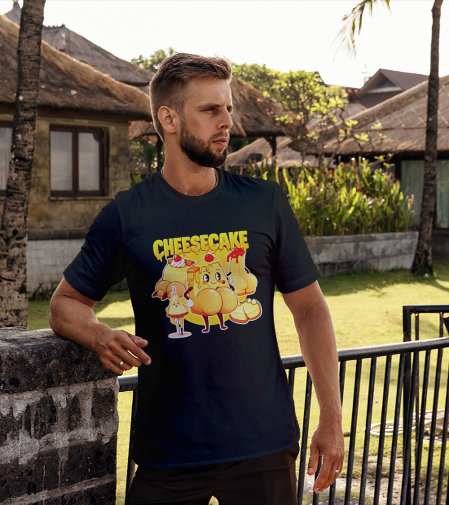 Cheesecake Delicious Cartoon Characters With Cherry And Whipped Cream T-Shirt