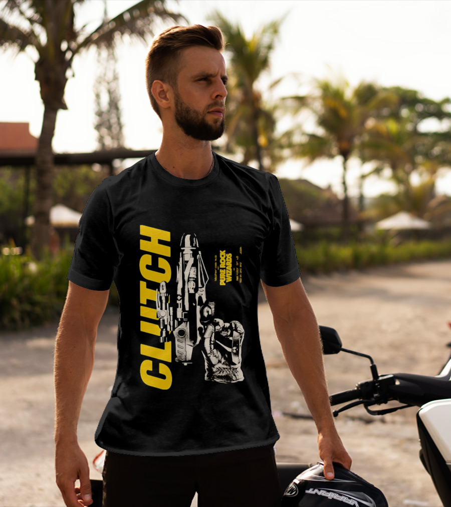 Clutch Pure Rock Wizards Tour Retro Sci Fi Mechanical Arm T-Shirt