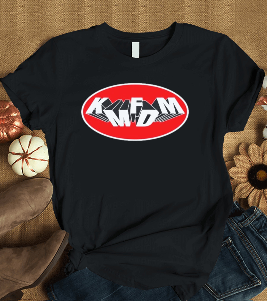 KMFDM Mass Shooting Bold Red Oval T-Shirt