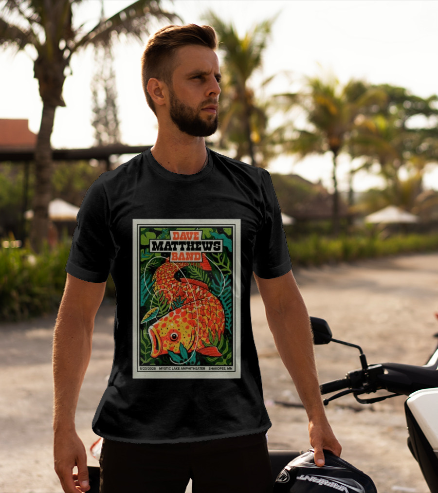 Dave Matthews Band Mystic Lake Amphitheater Shakopee MN June 23 2026 Fish And Leaf T-Shirt