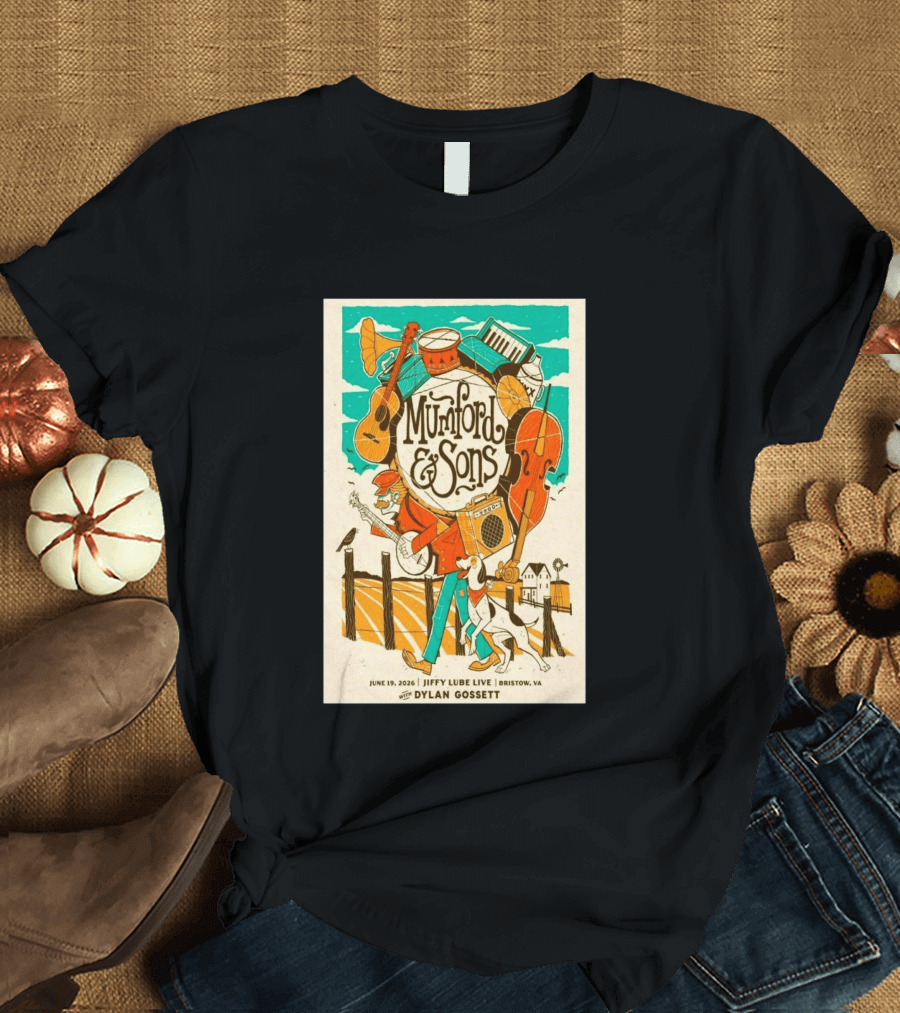 Mumford & Sons Dylan Gossett Jiffy Lube Live June 19 2026 Bristow Virginia T-Shirt