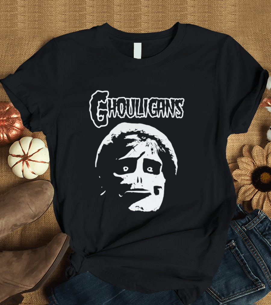 Ghouligans Classic Horror Punk Skull Face White T-Shirt