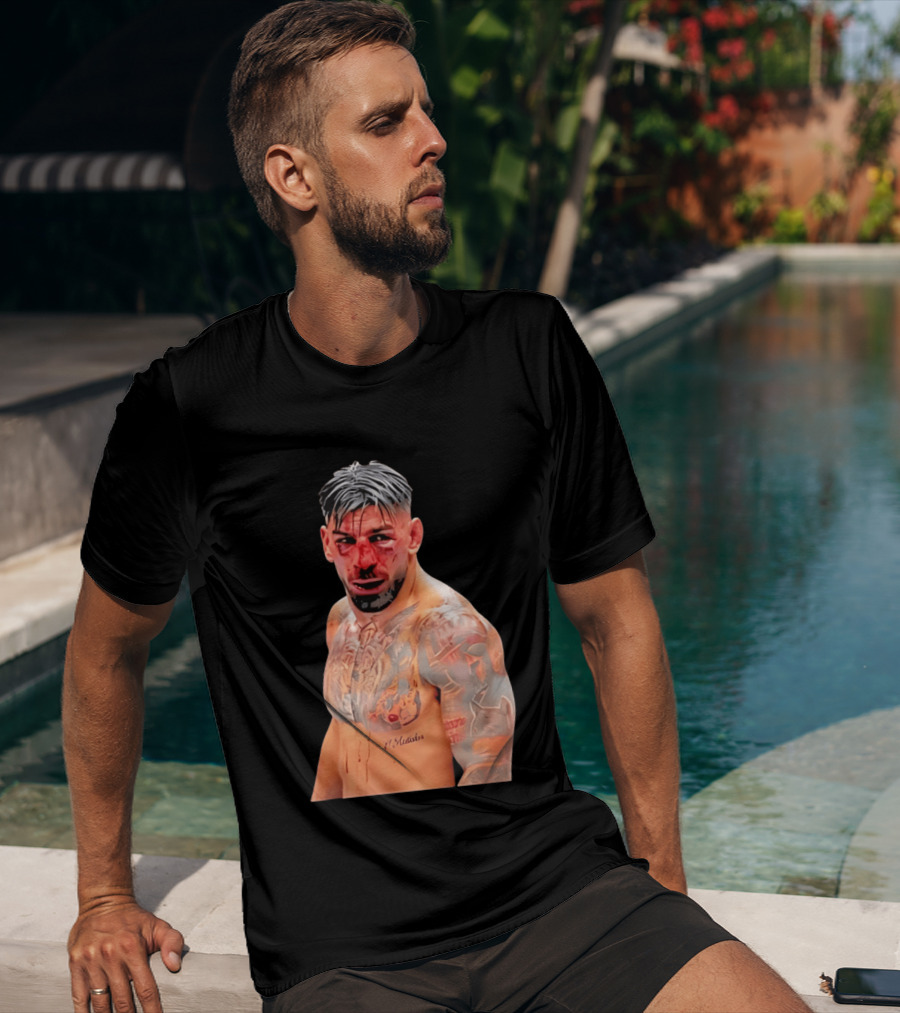 Ilia Topuria MMA Fighter Portrait Bleeding Face T-Shirt