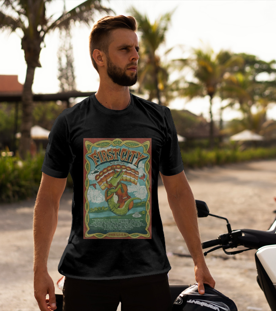 September 24th 26th 2026 First City Music Festival Vincennes IN Crocodile Playing Banjo T-Shirt