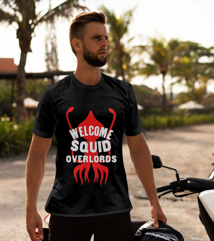 Welcome Squid Overlords Red Kraken Marine Life Ocean Biology T-Shirt