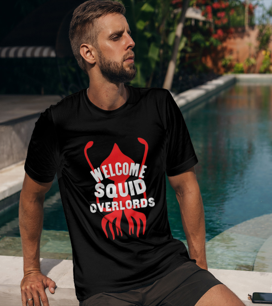 Welcome Squid Overlords Red Kraken Marine Life Ocean Biology T-Shirt