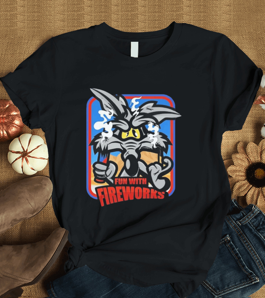 Wile E Coyote Looney Tunes Dynamite Fun With Fireworks T-Shirt