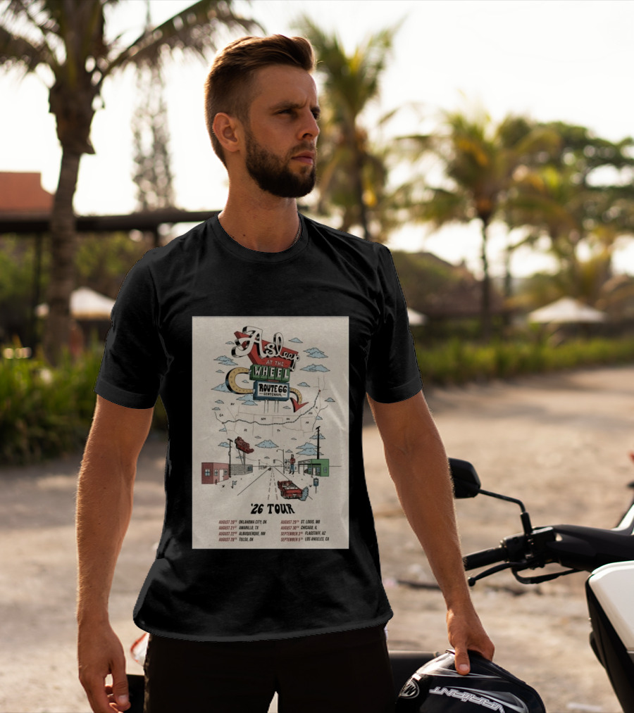 Asleep At The Wheel Route 66 Centennial Tour '26 Oklahoma City Amarillo Albuquerque Tulsa St. Louis Chicago Flagstaff Los Angeles T-Shirt