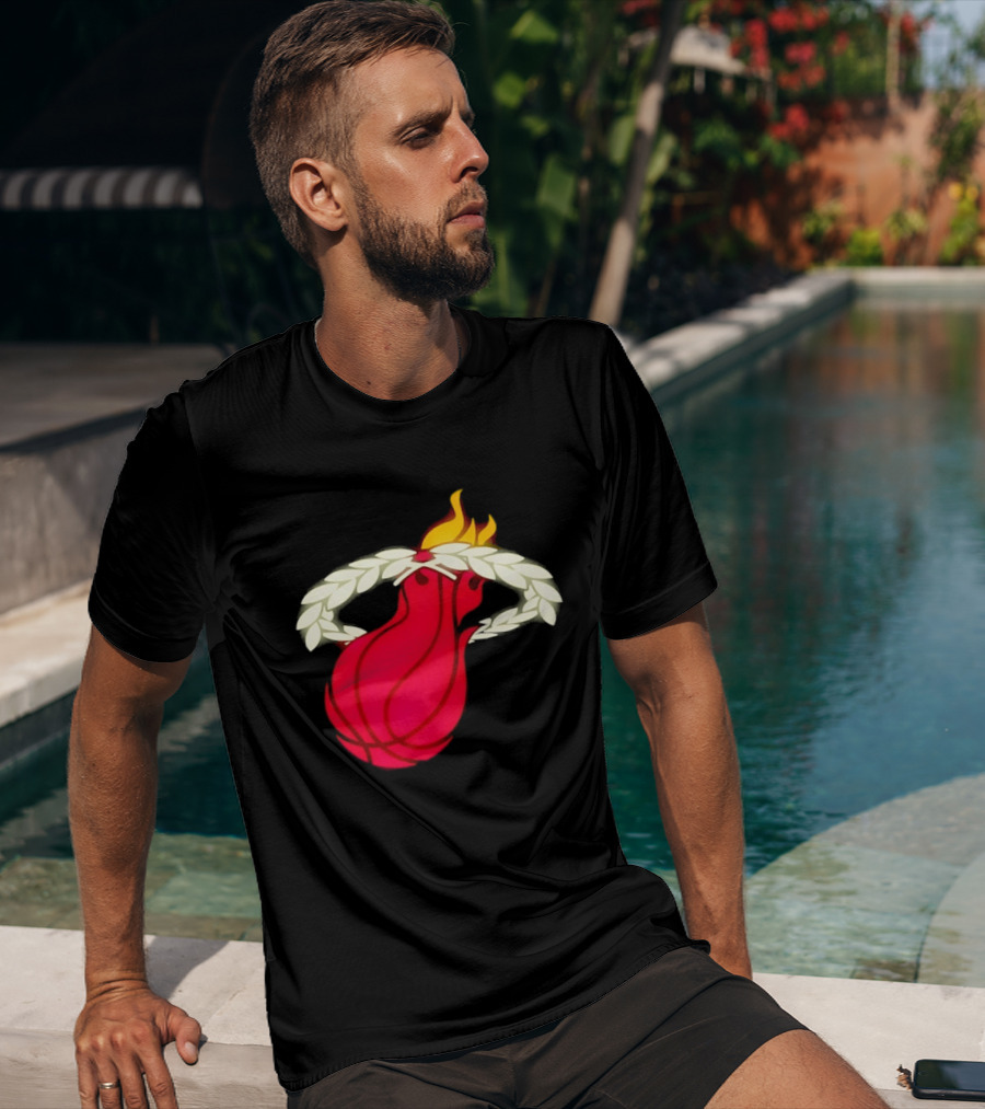 Miami Heat Flaming Basketball Wreath NBA T-Shirt