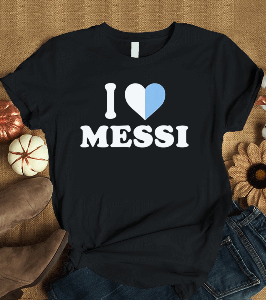 I Love Messi Argentina Flag Heart T-Shirt