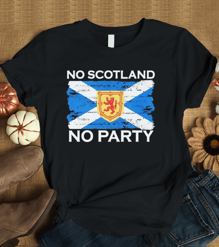 No Scotland No Party Flag With Scottish Lion Rampant T-Shirt