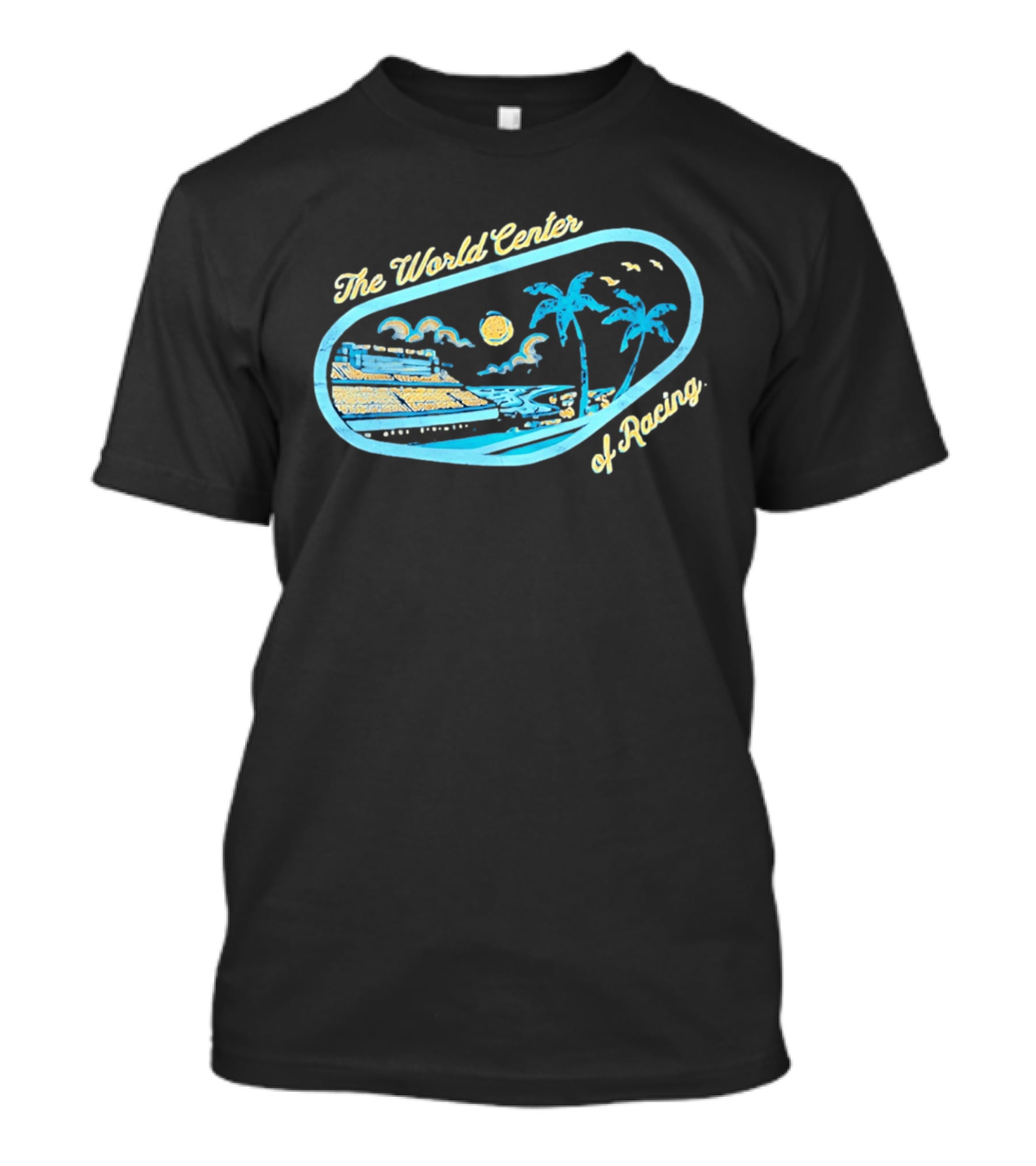Daytona International Speedway The World Center Of Racing With Sunset And Palm Trees T-Shirt