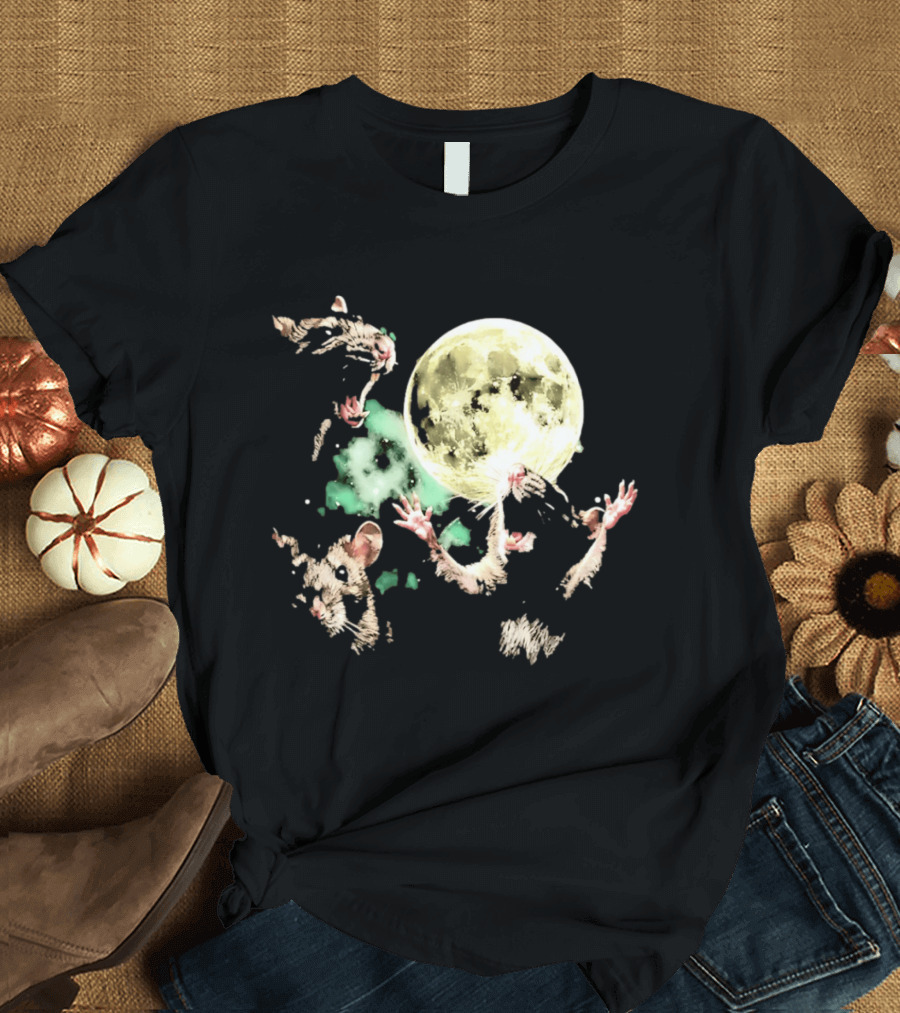 Three Rats Howling At The Full Moon Rodent T-Shirt