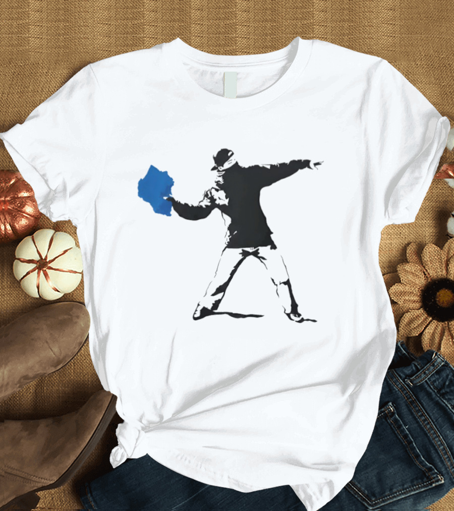 Blue Strip Paint Thrower Algae Political Team Concept T-Shirt