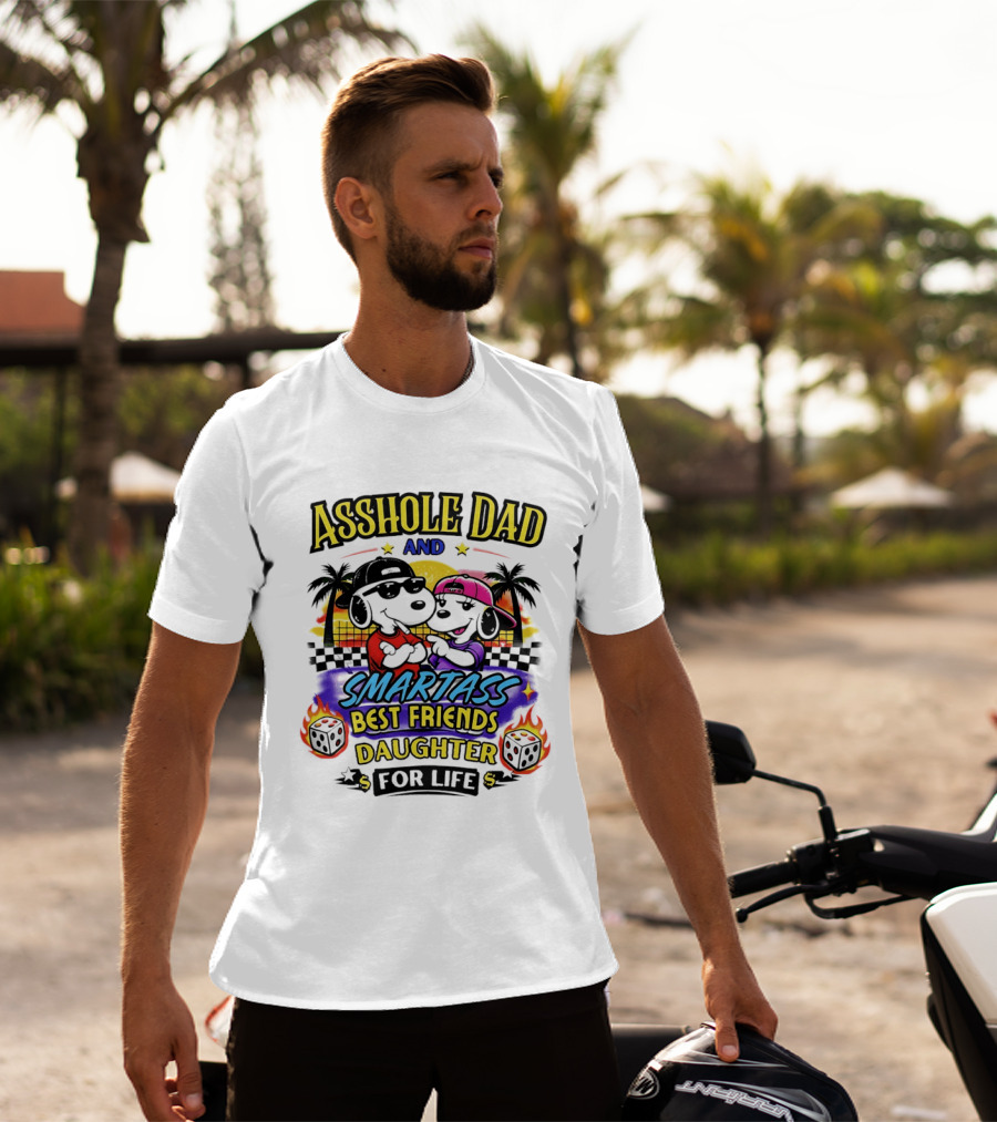 Asshole Dad And Smartass Best Friends Daughter For Life Vintage Sunset T-Shirt