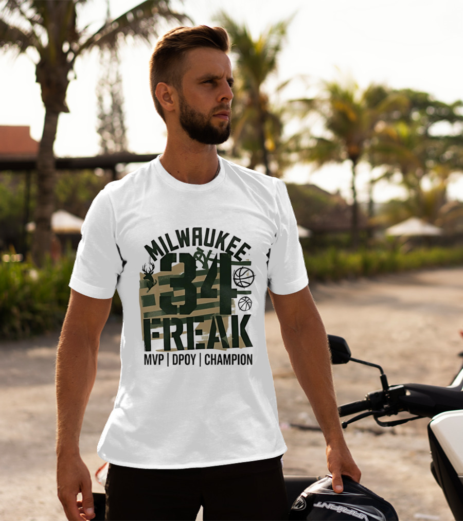 Milwaukee 34 Freak MVP DPOY Champion Giannis Antetokounmpo Basketball T-Shirt