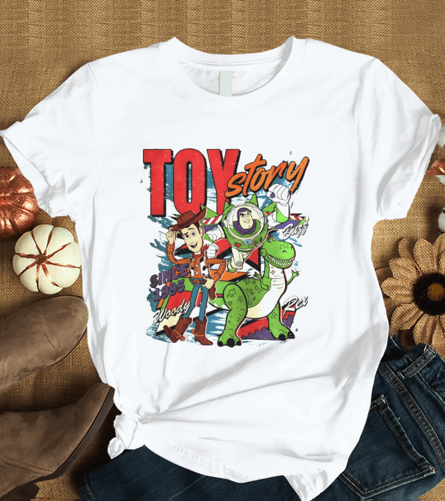 Toy Story Woody Buzz Rex Since 1995 Animated Adventure T-Shirt