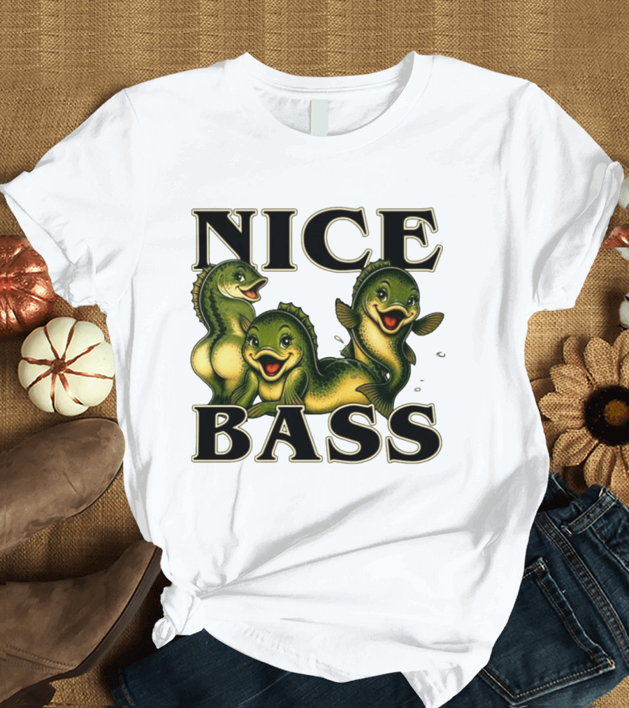 Nice Bass Fishing Pun Angler Humor Trio Fish T-Shirt