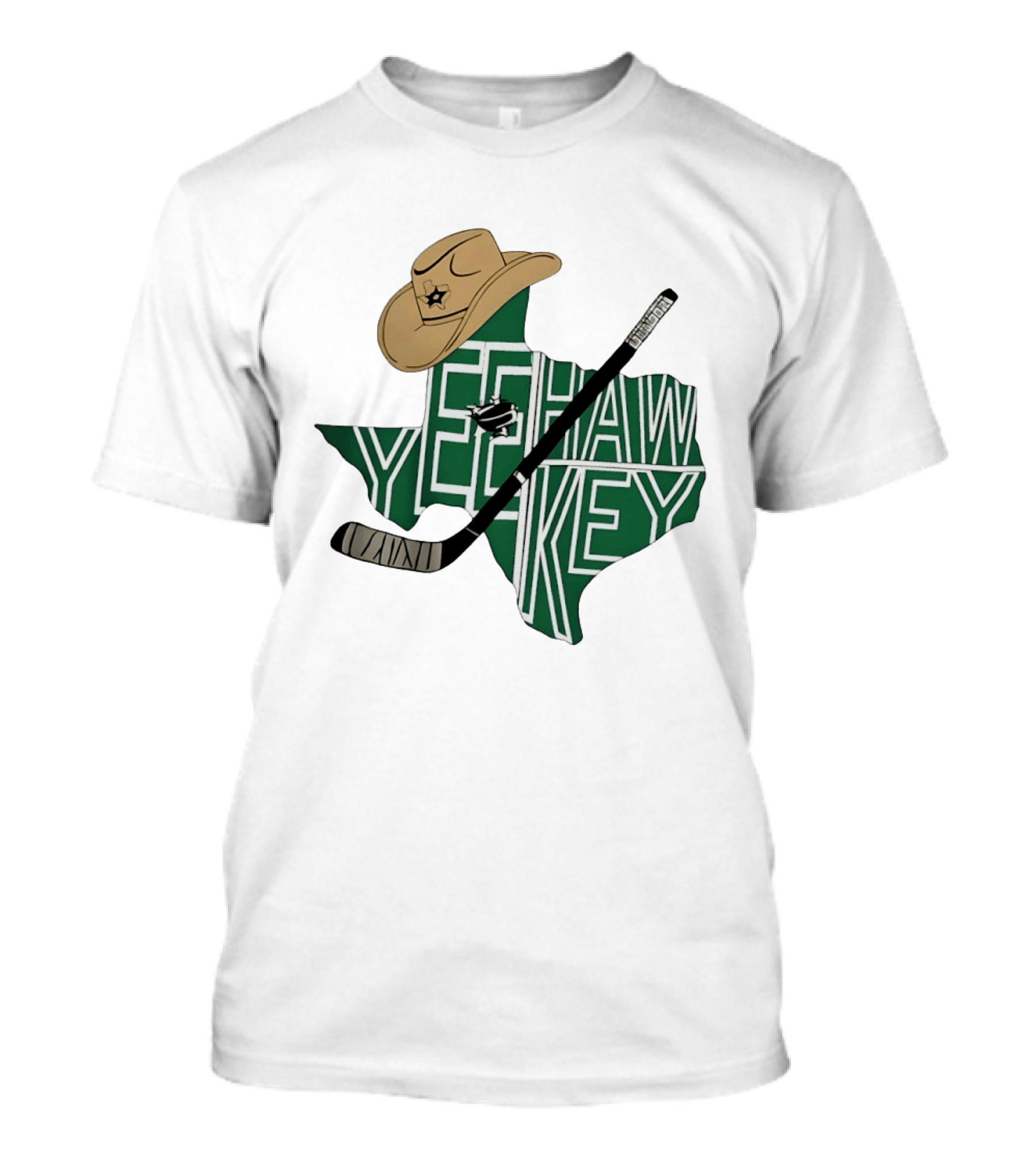 Yeehaw Key Texas Hockey Dallas Stars NHL Cowboy Hat Hockey Stick Map T-Shirt