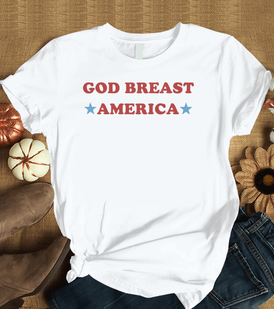 God Breast America USA Stars T-Shirt
