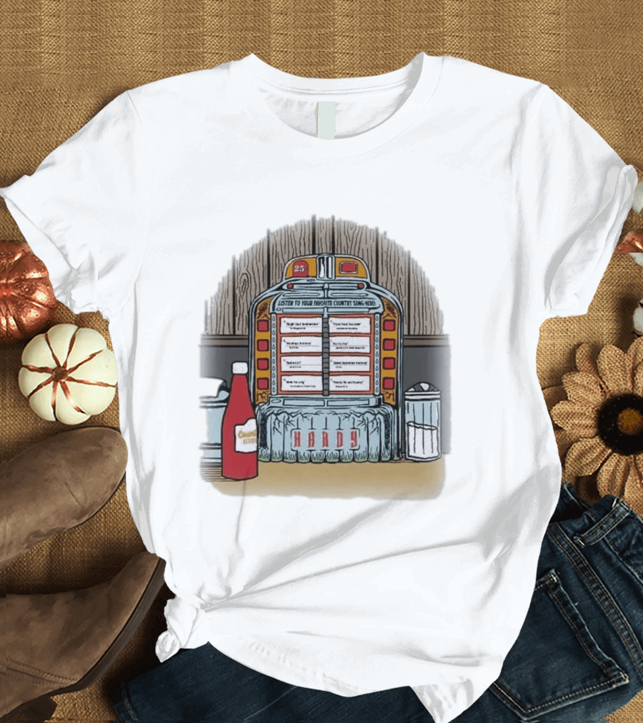 Hardy Jukebox Favorite Country Songs Vintage Scene T-Shirt