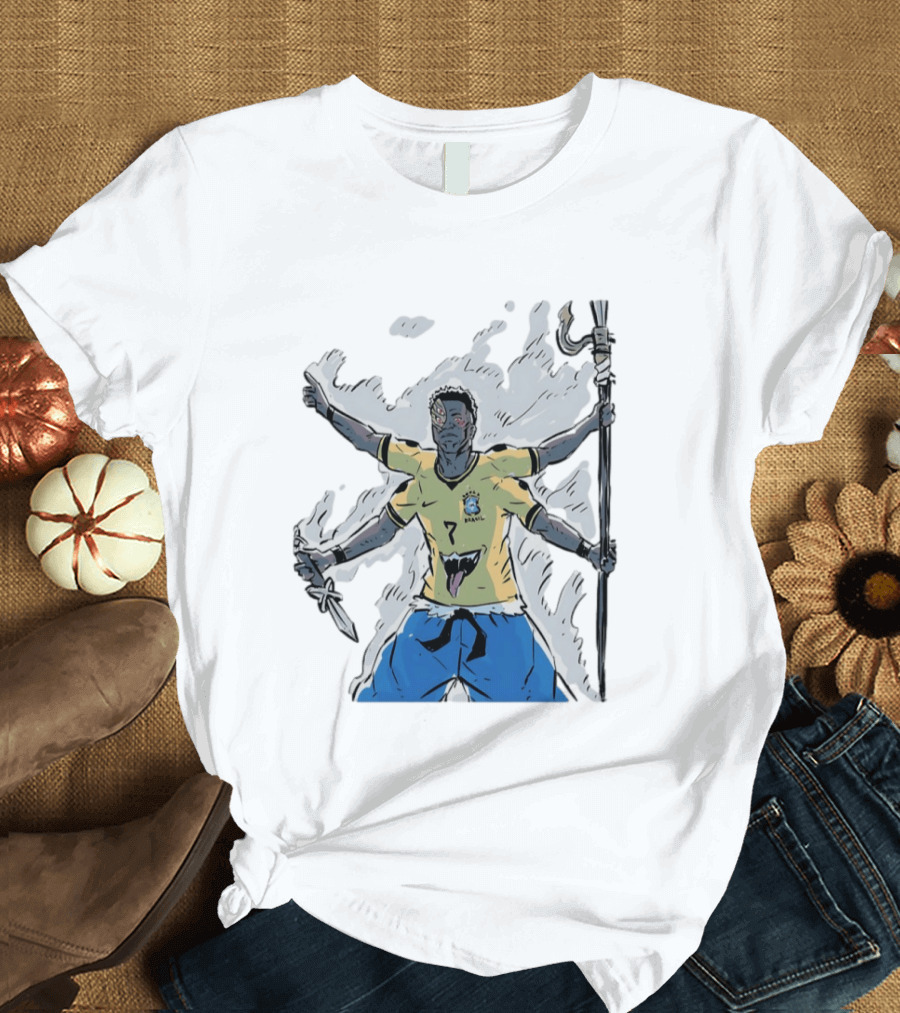 Vini Jr. Brazil Ryomen Sukuna Crossover Anime Character Fusion T-Shirt