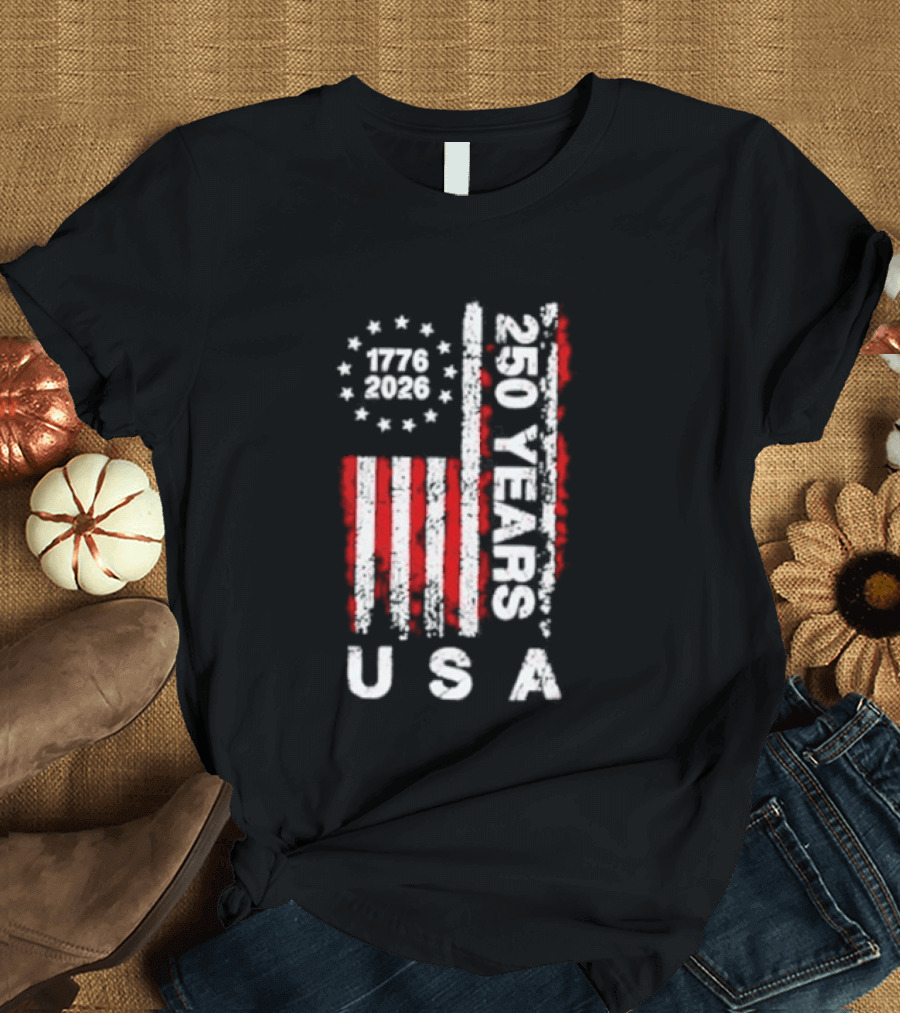 250 Years USA 1776 2026 Flag Stars Stripes Celebration T-Shirt