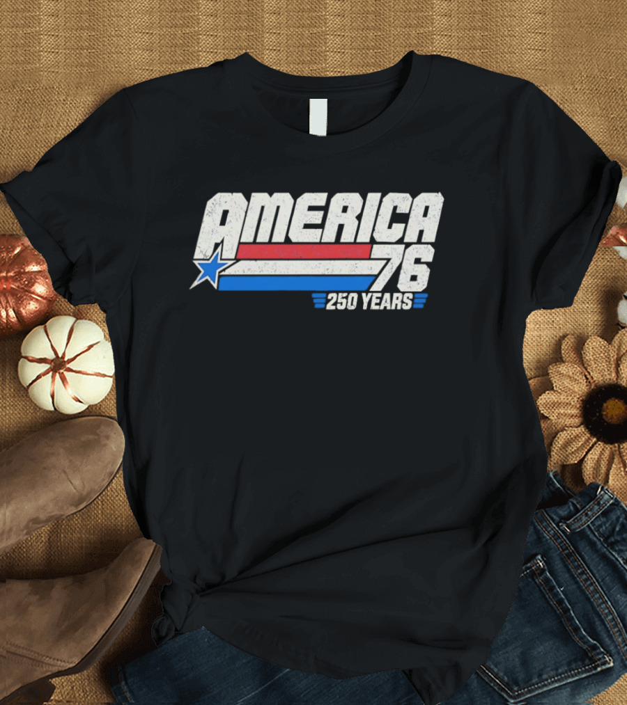 America 76 Star Red White Blue 250 Years Celebration T-Shirt