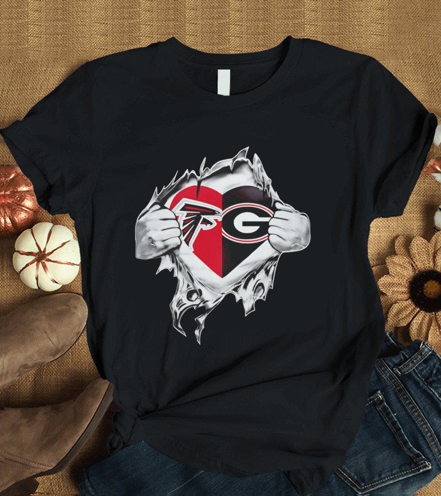 Atlanta Falcons Georgia Bulldogs Heart Fan Pride T-Shirt