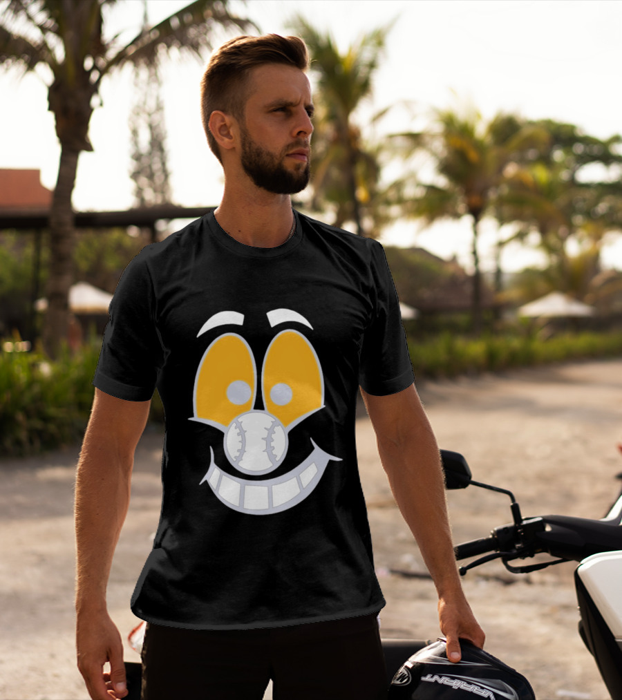 Cartoon Baseball Smile Face With Playful Eyes T-Shirt