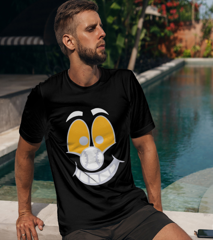 Cartoon Baseball Smile Face With Playful Eyes T-Shirt