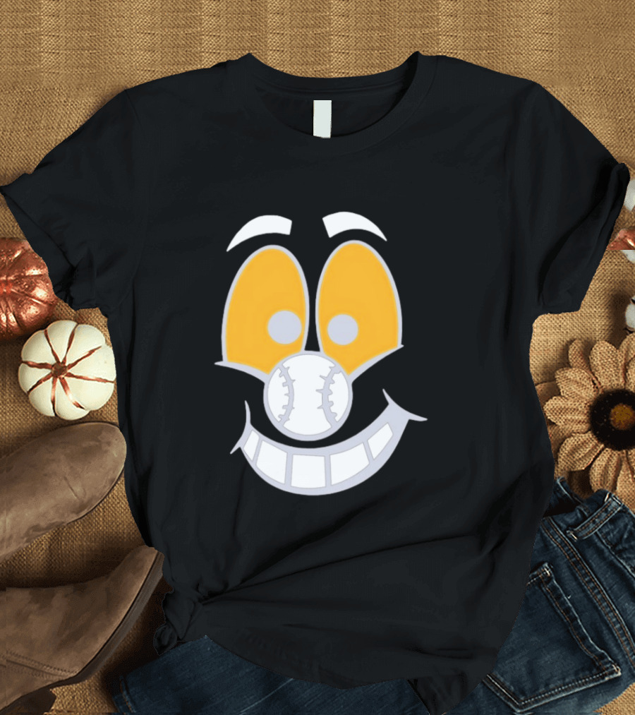 Cartoon Baseball Smile Face With Playful Eyes T-Shirt