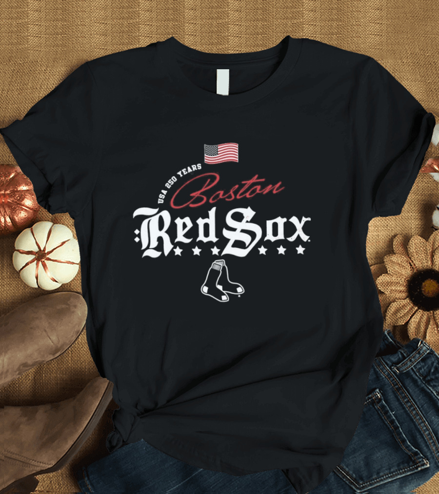 Boston Red Sox MLB USA 250 Years Happy 4th Of July Celebration T-Shirt