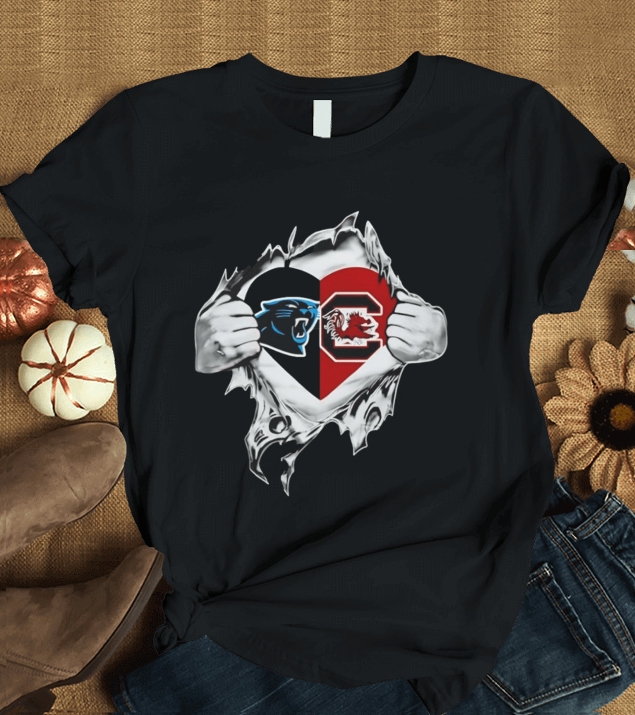 Carolina Panthers South Carolina Gamecocks Heart T-Shirt