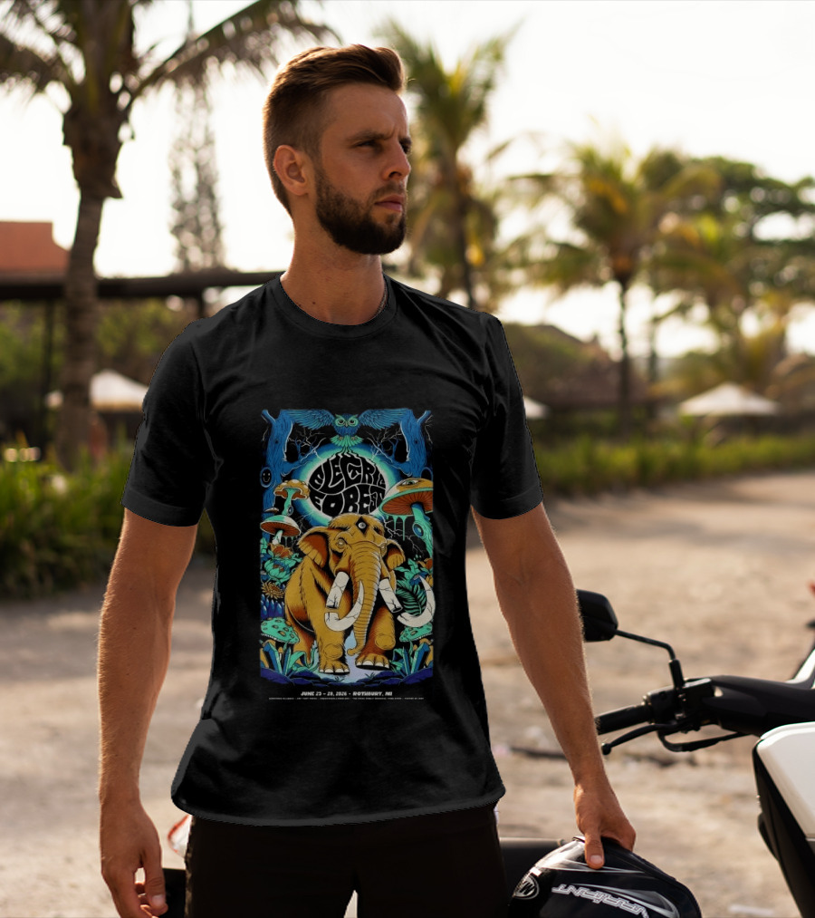 Electric Forest June 25 28 2026 Rothbury MI Mammoth And Psychedelic Mushrooms T-Shirt